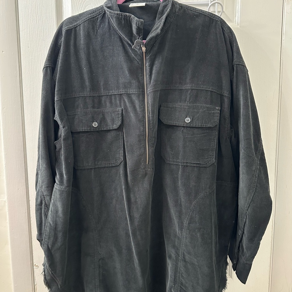 Aerie Black Half-Zip Shirt Jacket
